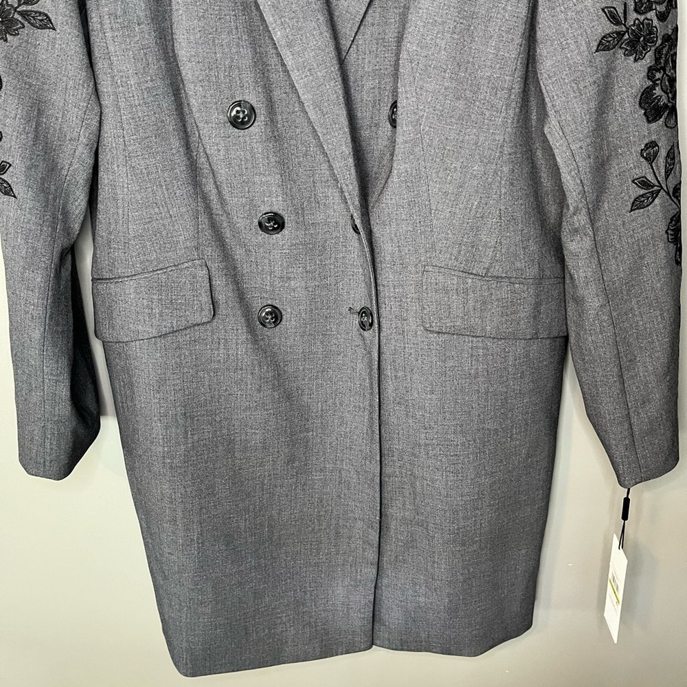 SOLD NWT Calvin Klein Longline Blazer / Suit Dress Floral Embroidered Sleeve - Picture 5 of 13